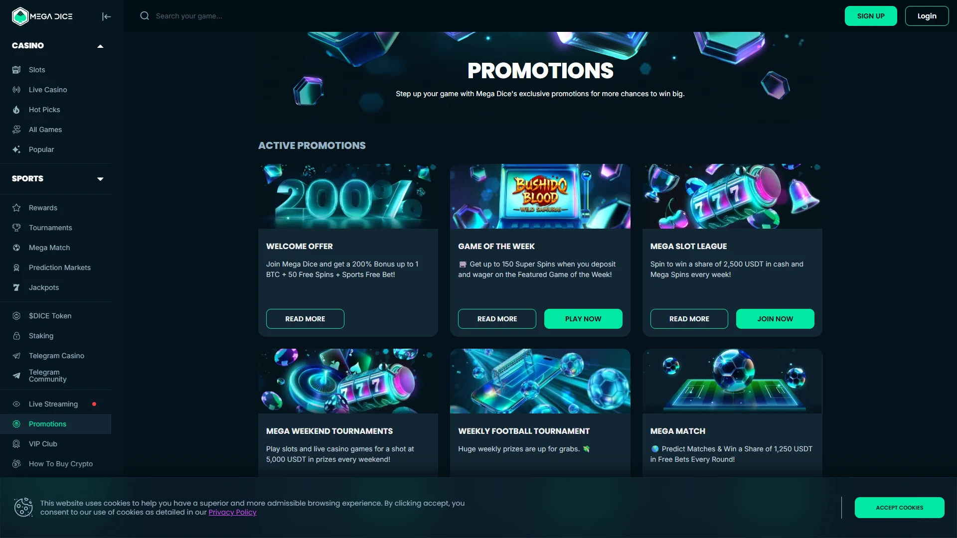 Megadice welcome bonus